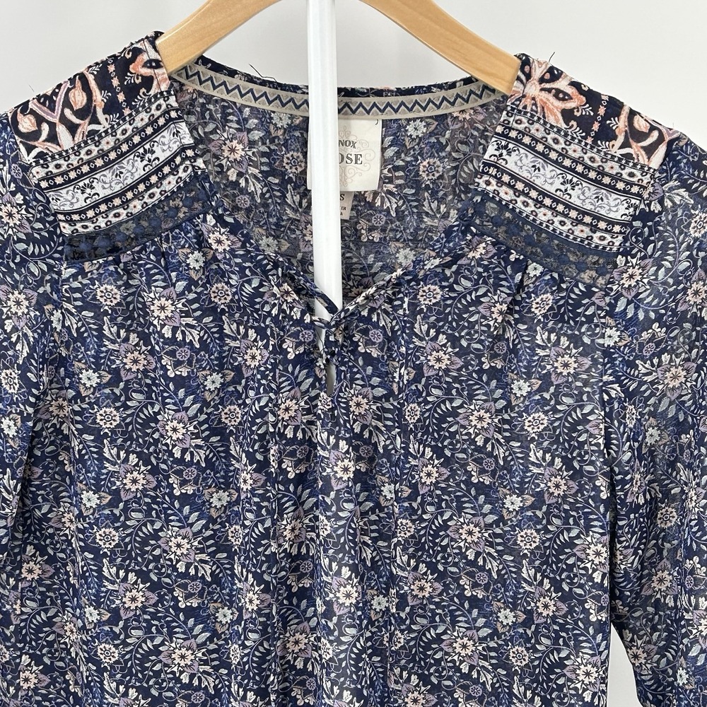 Knox Rose Boho Floral Peplum Top XS Cottagecore Festival Blouse Tassel Tie - Picture 3 of 9